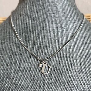 NWT Dainty Silver Letter U Initial Necklace